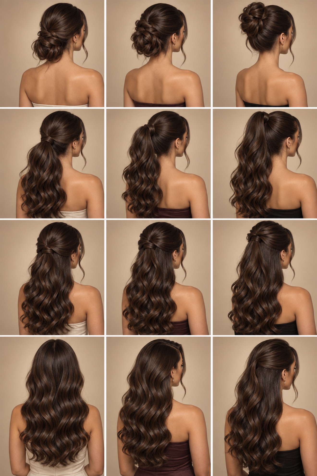 Twelve bridal hairstyle placements