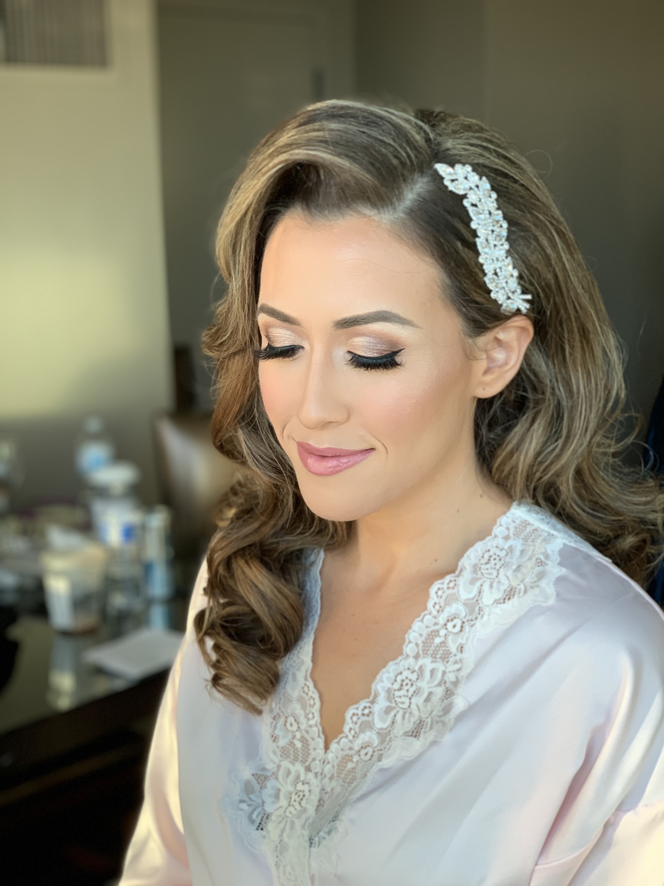 Bridal hair accessory placement